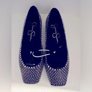 Jessica Simpson crystal ballerina flats in black with clear crystals size 6.